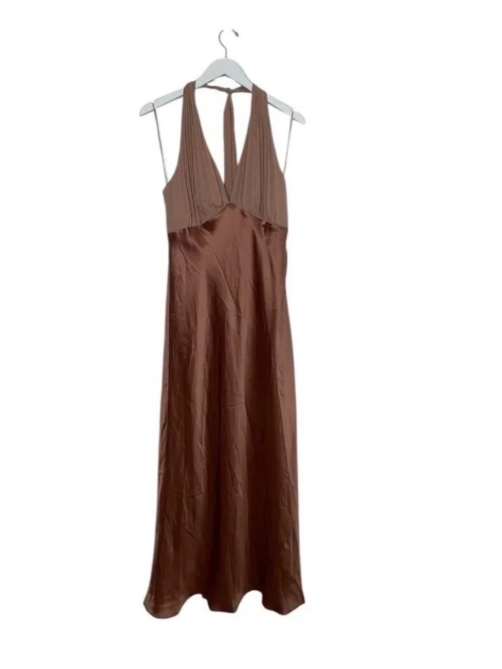 Reformation Halter Wyn Silk Dress Praline Size 10